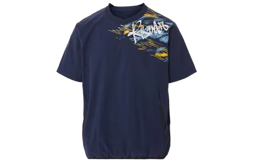 ASICS T Shirts Men's Dark Blue V Neck Moderate Other