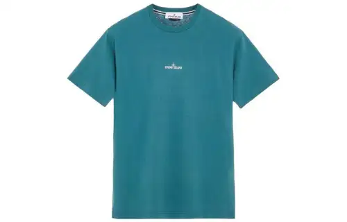 STONE ISLAND T Shirts Men's Dark Turquoise Crew Neck Moderate Straight Fit