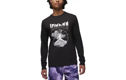 Jordan T Shirts Men's Black Crew Neck Moderate Straight Fit