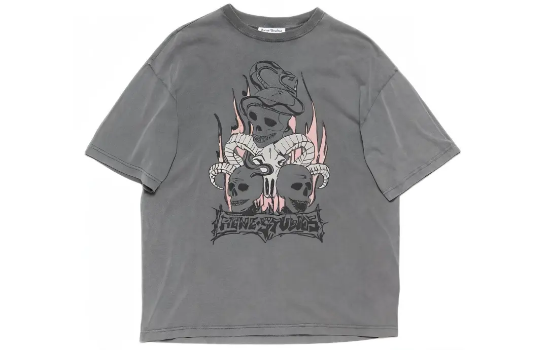 Acne Studios Skull Printed Crewneck T Shirt