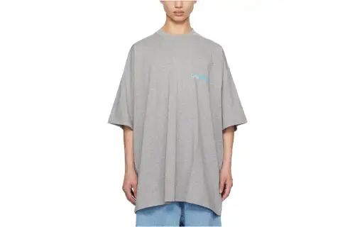 Vetements T Shirts Men's Gray Crew Neck Moderate Straight Fit