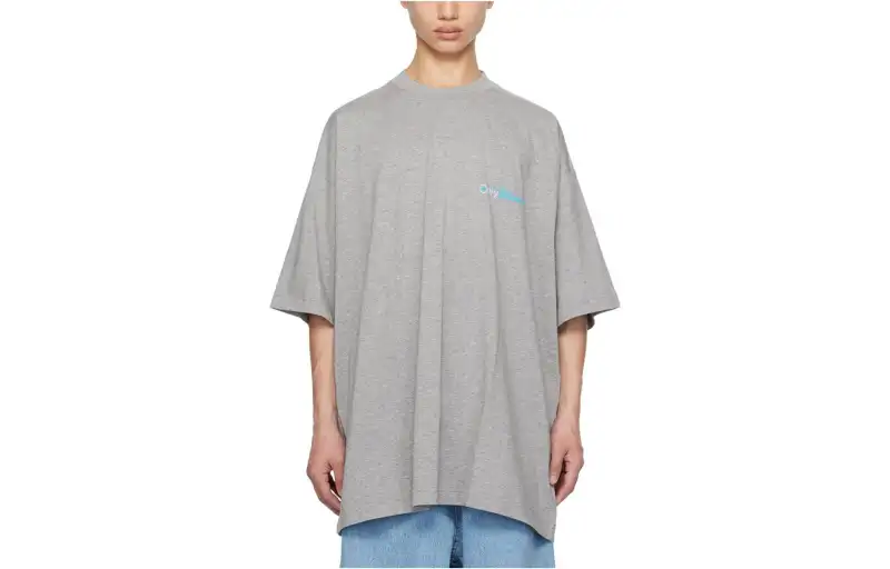 Vetements T Shirts Men's Gray Crew Neck Moderate Straight Fit