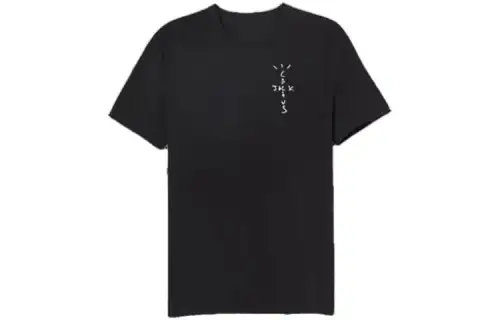 Travis Scott T Shirts Men's Black Crew Neck Moderate Straight Fit