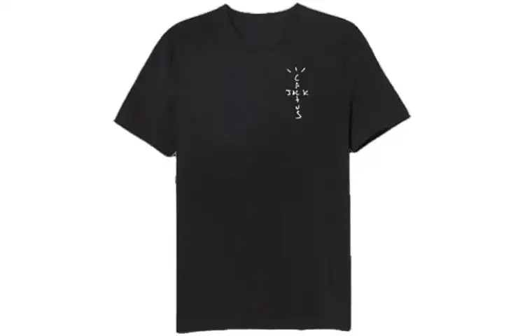 Travis Scott T Shirts Men's Black Crew Neck Moderate Straight Fit