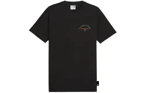 PUMA MERCEDES AMG PETRONA T Shirts Men's Black Crew Neck Moderate Straight Fit