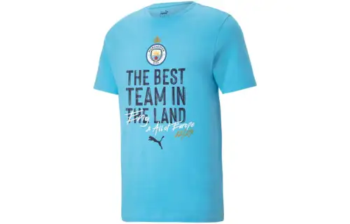 PUMA T Shirts Men's Blue Crew Neck Moderate Straight Fit