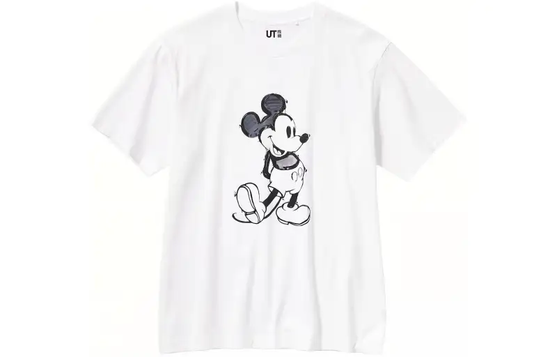 UNIQLO X Disney T Shirts Unisex White Crew Neck Moderate Straight Fit