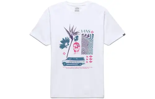 Vans T Shirts Unisex White Crew Neck Moderate Straight Fit