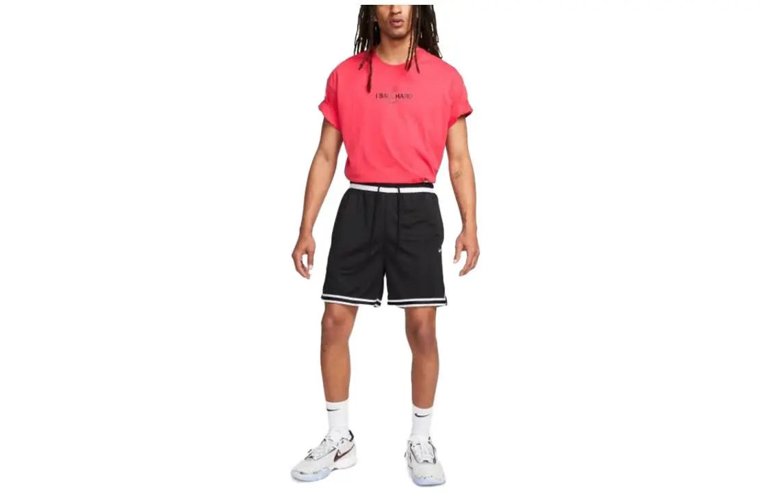 Nike T-Shirts Men's Red Crew Neck Moderate Straight Fit