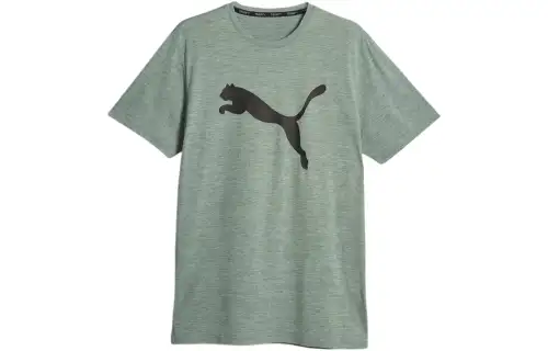 PUMA T Shirts Men's Green Crew Neck Moderate Straight Fit