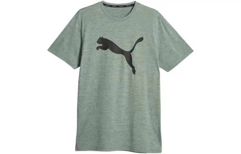 PUMA T Shirts Men's Green Crew Neck Moderate Straight Fit