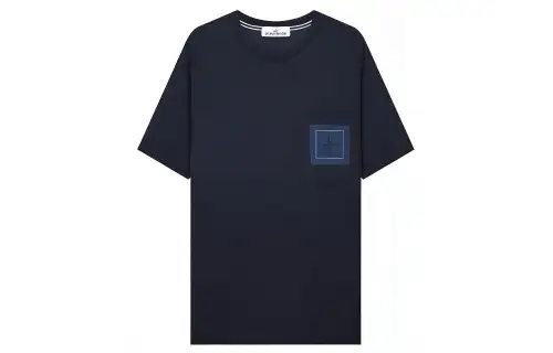STONE ISLAND T Shirts Men's Dark Blue Crew Neck Moderate Straight Fit