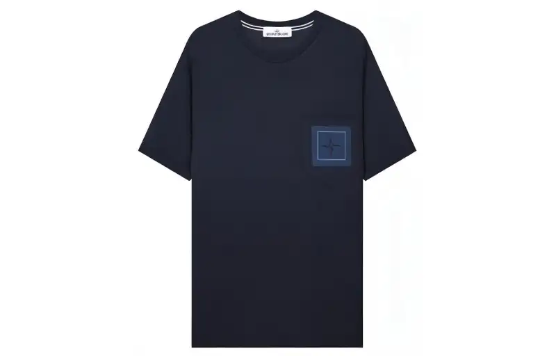 STONE ISLAND T Shirts Men's Dark Blue Crew Neck Moderate Straight Fit