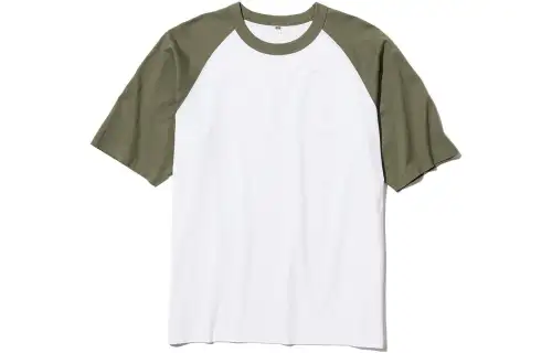 UNIQLO T Shirts Men's Olive Crew Neck Moderate Straight Fit