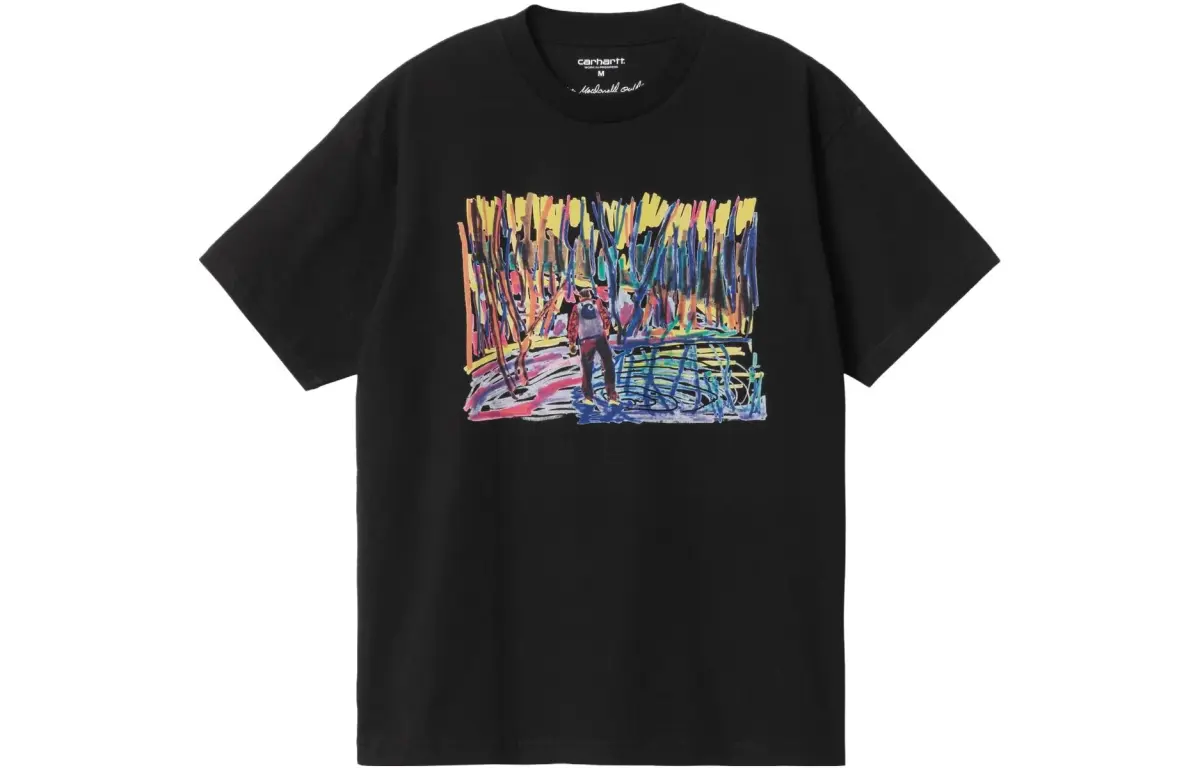 Carhartt WIP T-Shirts Men's Black Crew Neck Moderate Straight Fit