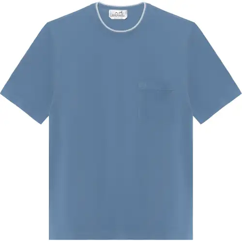 HERMES T Shirt Men's Light Gray Blue