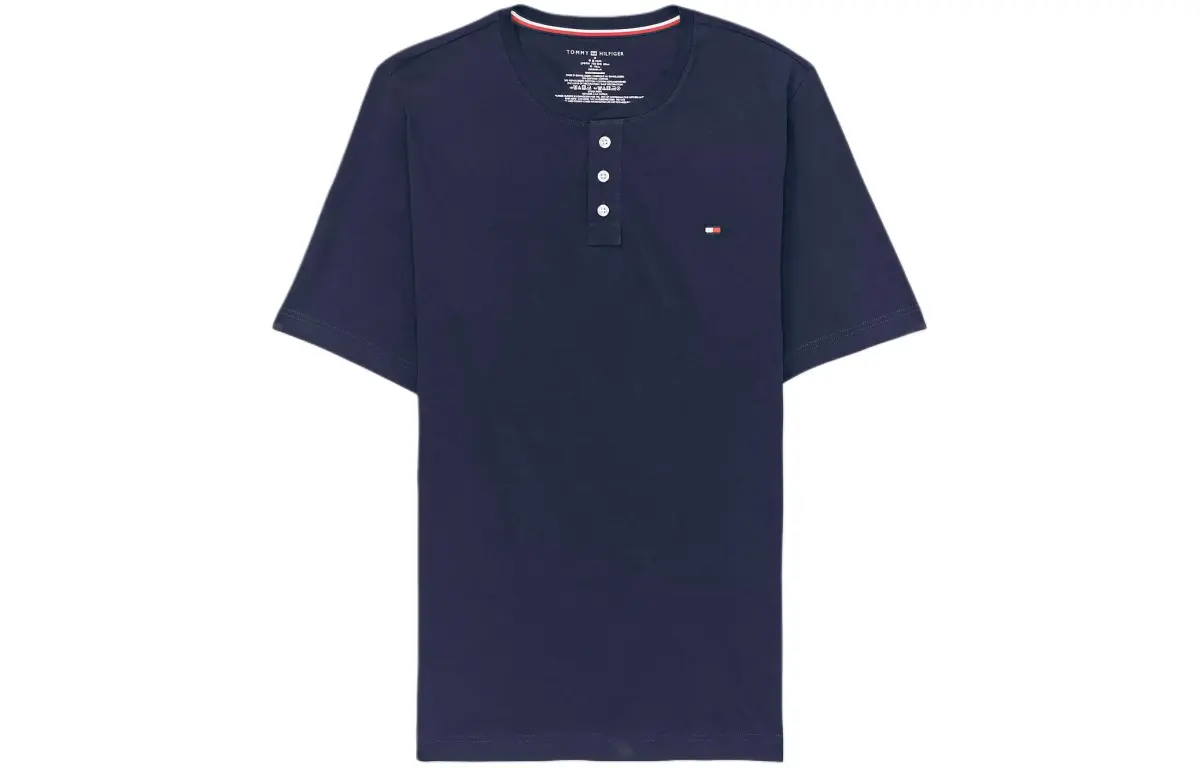 Tommy Hilfiger Sueded Jersey Henley Sleep Shirt T Shirt Men's Marine Blue