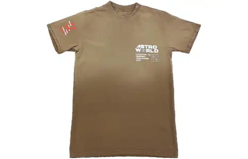 Travis Scott T Shirts Men's Brown Crew Neck Moderate Straight Fit