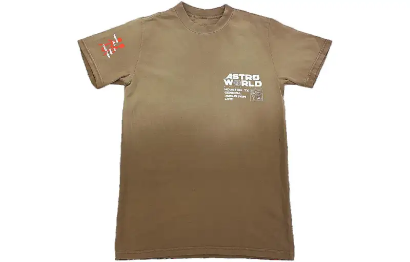 Travis Scott T Shirts Men's Brown Crew Neck Moderate Straight Fit