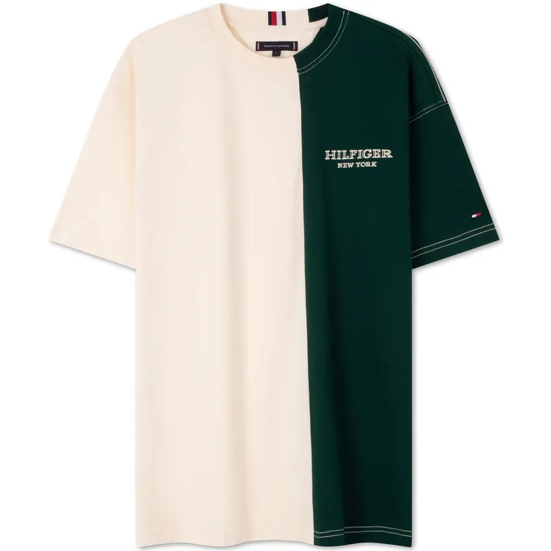 Tommy Hilfiger T Shirt Men's Pink Green Patchwork