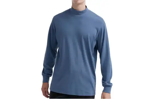 UNIQLO T Shirts Men's Royal Blue Half Turtleneck Moderate Straight Fit