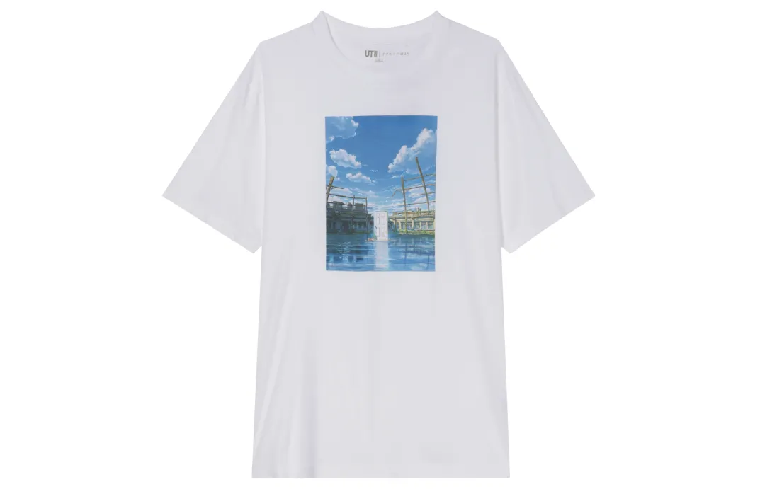 UNIQLO X Makoto Shinkai SS23 T Shirts Unisex White Crew Neck Moderate Straight Fit