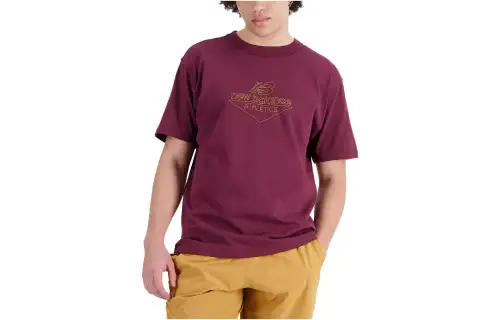 New Balance T Shirts Men's Purple Crew Neck Moderate Straight Fit