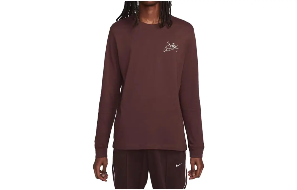 Nike T-Shirts Men's Light Brown Crew Neck Moderate Straight Fit