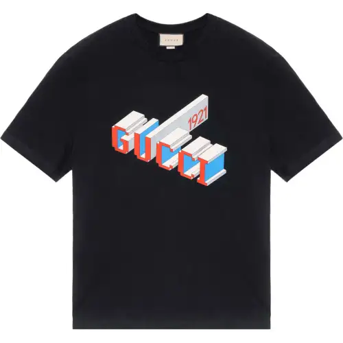 GUCCI T Shirts Men's Black Crew Neck Moderate Straight Fit