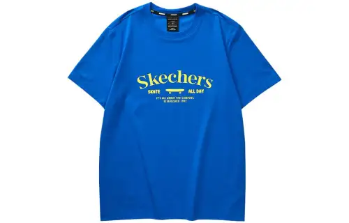 Skechers T Shirts Men's Blue Crew Neck Moderate Straight Fit