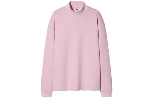UNIQLO T Shirts Unisex Pastel Pink Turtleneck Moderate Straight Fit