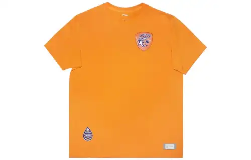 Li Ning T Shirts Men's Shanghai Oranges Crew Neck Moderate Straight Fit