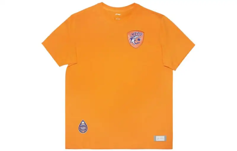Li Ning T Shirts Men's Shanghai Oranges Crew Neck Moderate Straight Fit