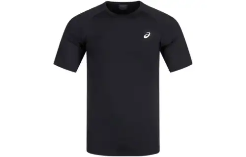 ASICS T Shirts Men's Black Crew Neck Moderate Straight Fit