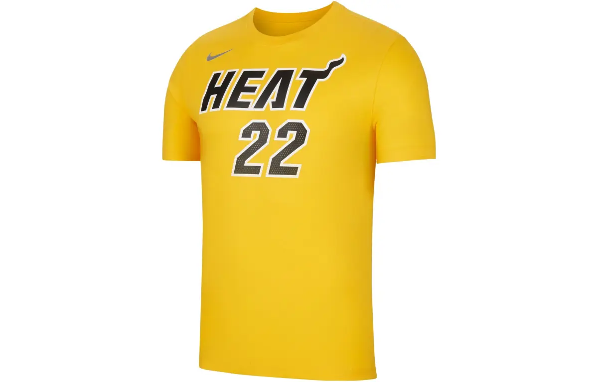 Nike T-Shirts Men's University Gold/Jimmy Butler Crew Neck Moderate Straight Fit