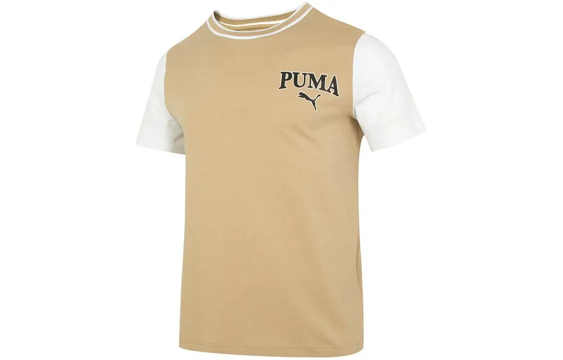 PUMA T-Shirts Men's Khaki Crew Neck Moderate Straight Fit