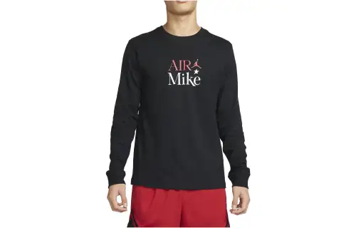 Jordan T Shirts Men's Black Crew Neck Moderate Straight Fit