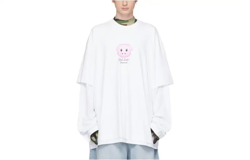 Vetements T Shirts Men's White Crew Neck Moderate Mock Two Piece