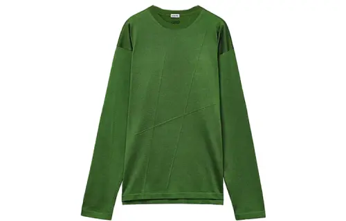 LOEWE T Shirts Men's Green Crew Neck Moderate Straight Fit