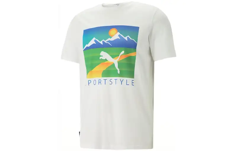PUMA T Shirts Men's White Crew Neck Moderate