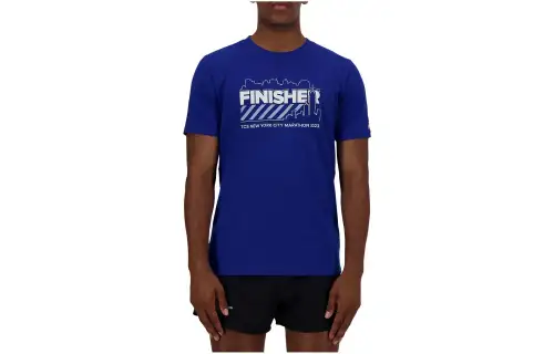 New Balance NYC Marathon Graphic T Shirts Men's Blue Crew Neck Moderate Straight Fit