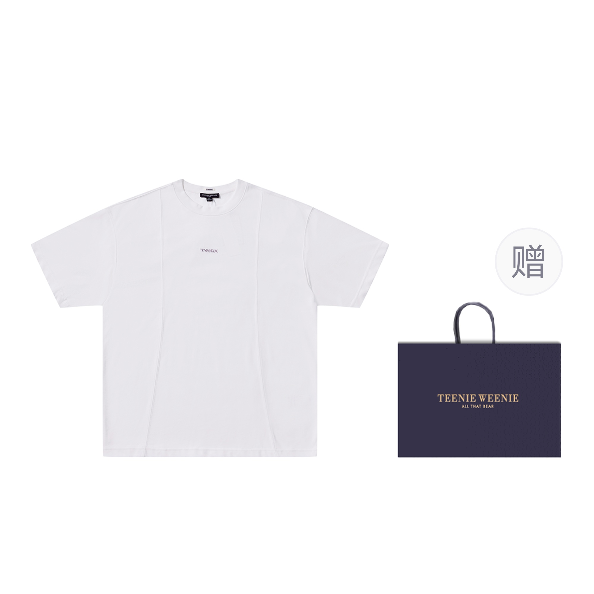 Teenie Weenie Men CleanFit series, dropped shoulder silhouette, deconstructed dividing line design, pure cotton, skin-friendly and anti-pilling, long-termism, breathable, versatile inner wear, commuting short-sleeved, loose, trendy minimalist style T-shirt, same style for men and women, gift bag