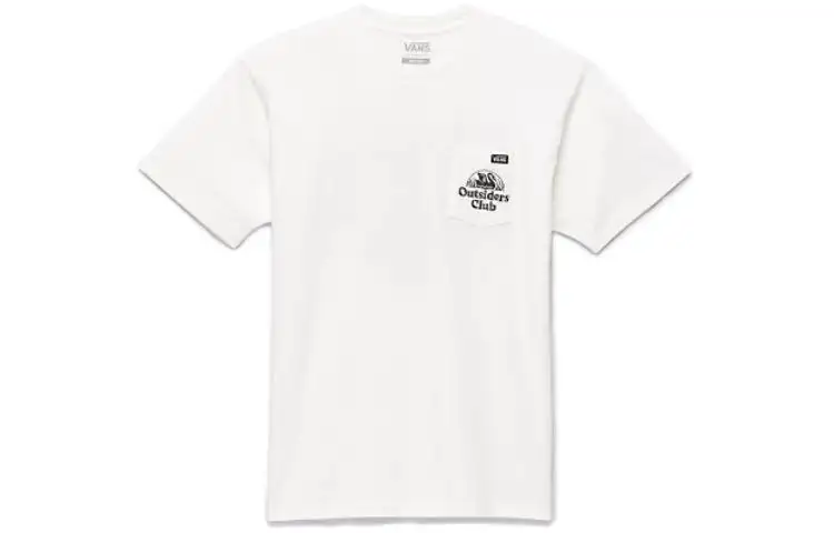 Vans OUTSIDERS CLUB T Shirts Unisex White Crew Neck Moderate Straight Fit
