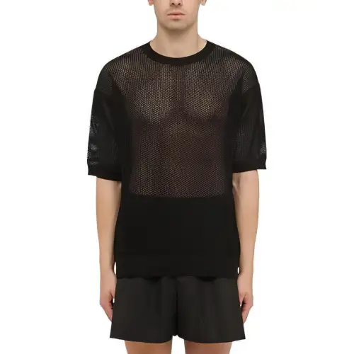 PRADA T Shirts Men's Black Crew Neck Moderate Straight Fit