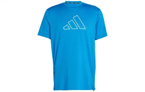 Adidas Originals T Shirts Men's Blue Crew Neck Moderate Straight Fit
