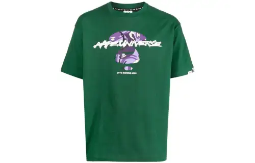 A BATHING APE T Shirts Men's Forest Green Crew Neck Moderate Straight Fit