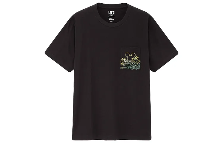 UNIQLO T Shirts Unisex Black Crew Neck Moderate