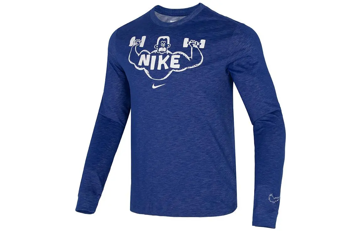 Nike T-Shirts Men's Blue Crew Neck Moderate Straight Fit