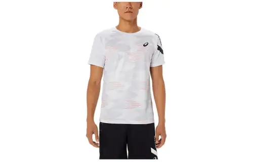 ASICS A I M T Shirts Men's White Crew Neck Moderate Straight Fit