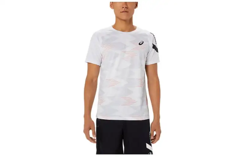 ASICS A I M T Shirts Men's White Crew Neck Moderate Straight Fit